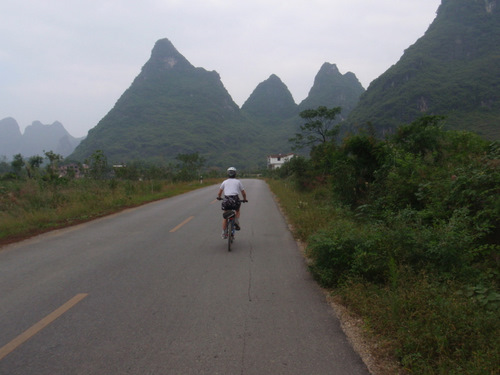 Mountain views and touring China by bicycle.